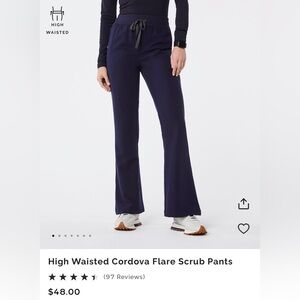 Figs High-Waisted Cordova Flare Scrub Pants in Navy